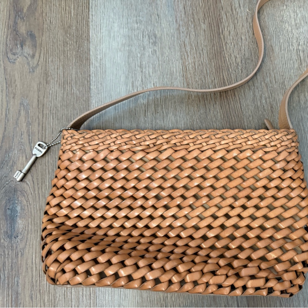 Woven Tan Crossbody Bag